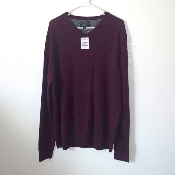 NWT NORDSTROM MEN’S SHOP 100% CASHMERE BURGUNDY FUDGE SWEATER SIZE XL